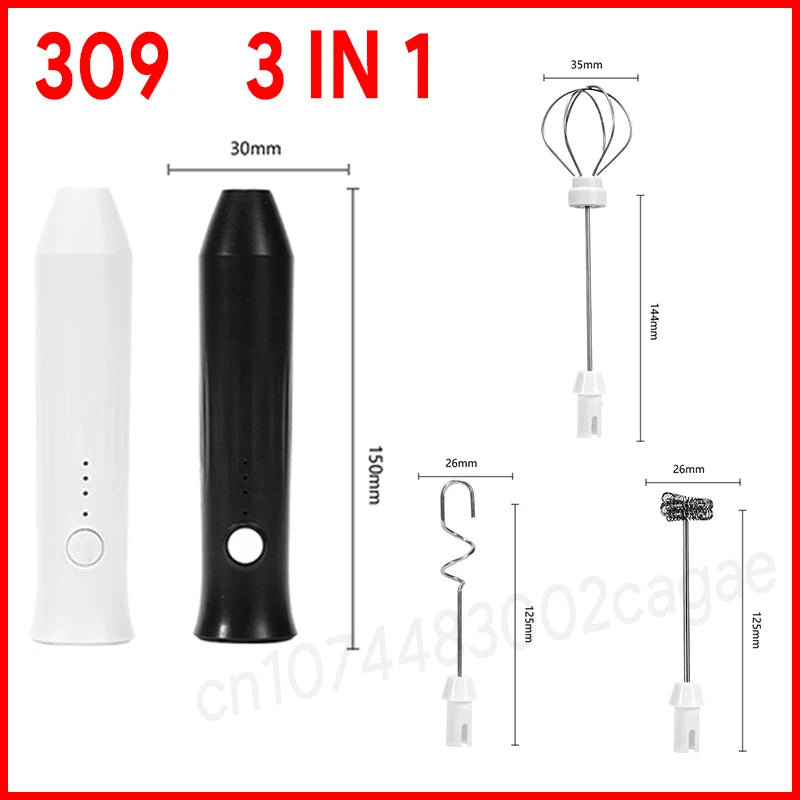 Wireless Electric Milk Frother Type-C Rechargeable Handheld Coffee Whisk Mixer