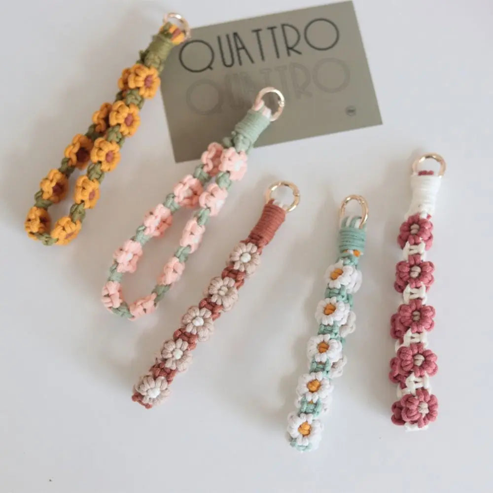 Korean Style Boho Macrame Phone Wristlet Keychain Strap