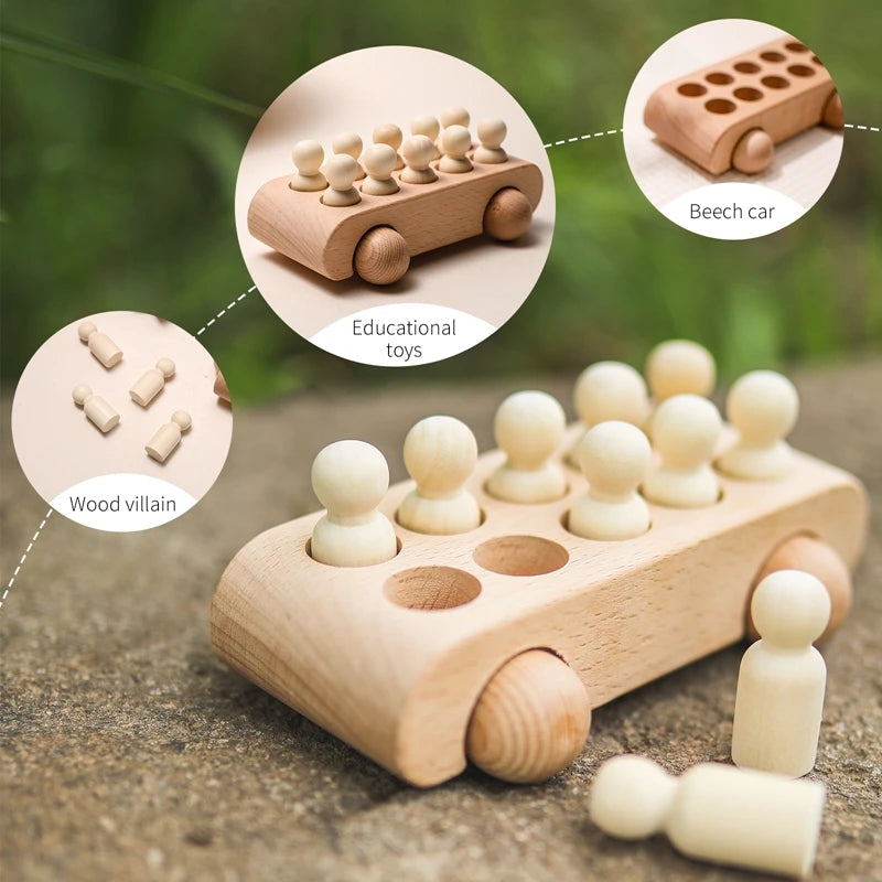 Wooden Montessori Train Learning Toy for Toddlers and Preschool Kids