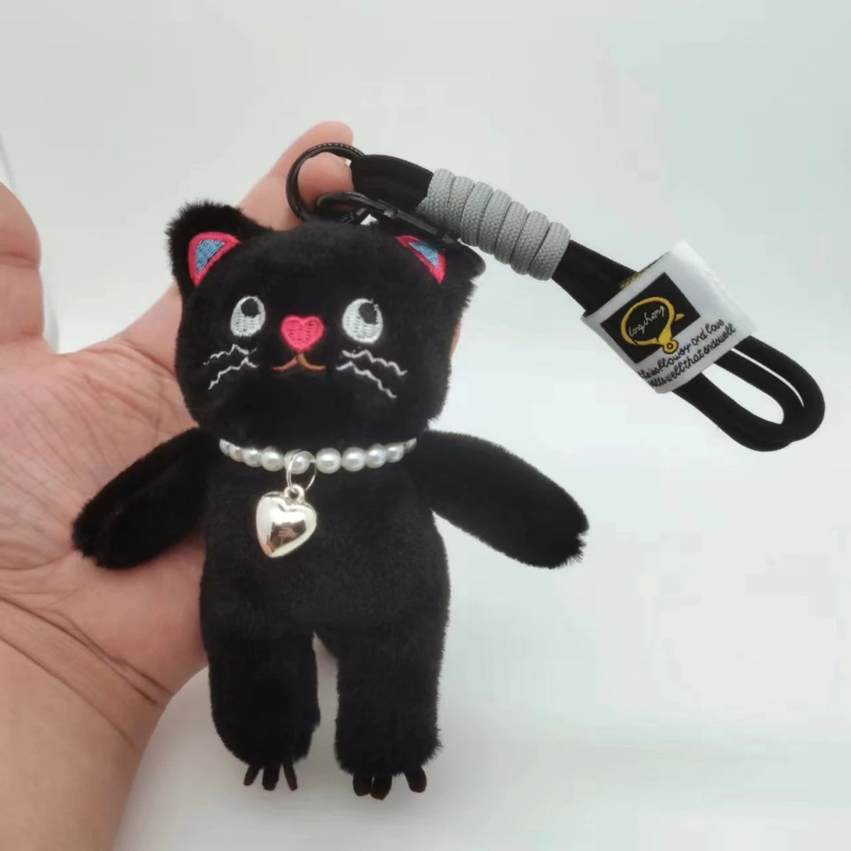 Kawaii Pink Cat Plush Keychain Cute Bag Charm for Girls Gift