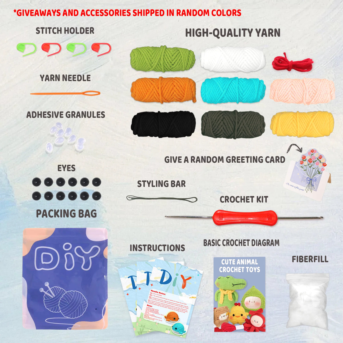 Animal sery Crochet Kit for Beginners Crochet Starter SET ,DIY Crochet Kit For Beginners,Crocheting Knitting Kit Step-by-Step