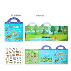 Reusable Cartoon Sticker Book for Kids Multiple Scenos DIY Puzzle Game Educational Learning Classic Toys for Child Age 2-4 Gifts