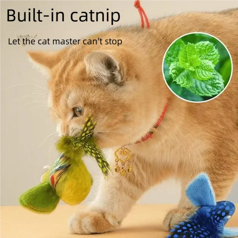 Interactive Electric Flapping Bird Plush Cat Toy with Chirping Sound