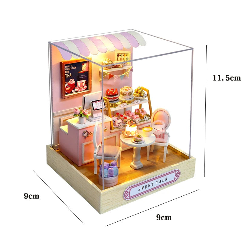 Kitten Mini Doll House 3D Wooden Puzzle DIY Miniature Building Kit