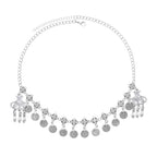 Retro Silvery Alloy Hollow Moon Pendant Forehead Headpiece for Women Boho Ethnic Indian Hippie Party Hair Accessories Jewelry