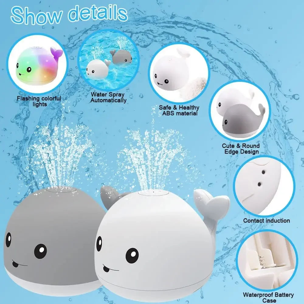 Waterproof Baby Bath Toys Whale Automatic Bathroom Toy Sprinkler Glowing LED Light toy,kids Infant Swim Pool Bathroom Toys Gifts
