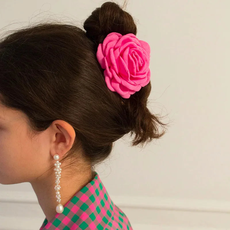 1/2/6pcs Stereoscopic Rose Flower Hair Clip Fpr Women Elegant Back of The Head Hair Shark Clip Fashionable Girl Hair Accessories