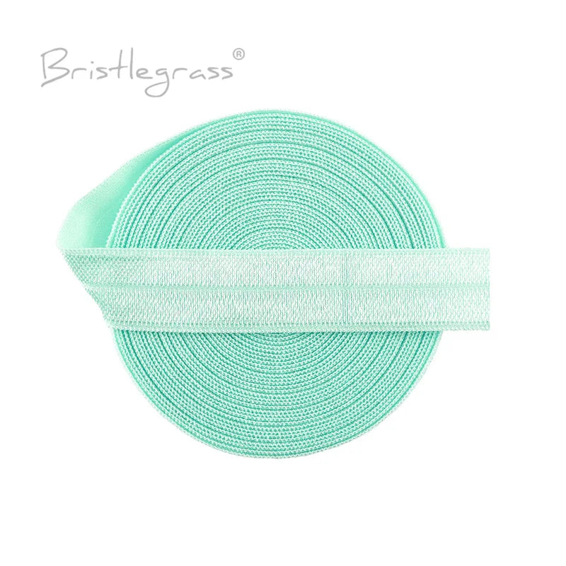 BRISTLEGRASS 2 5 10 Yard 5/8" 15mm Solid FOE Shiny Fold Over Elastic Spandex Satin Band Hair Tie Headband Dress Sewing Lace Trim