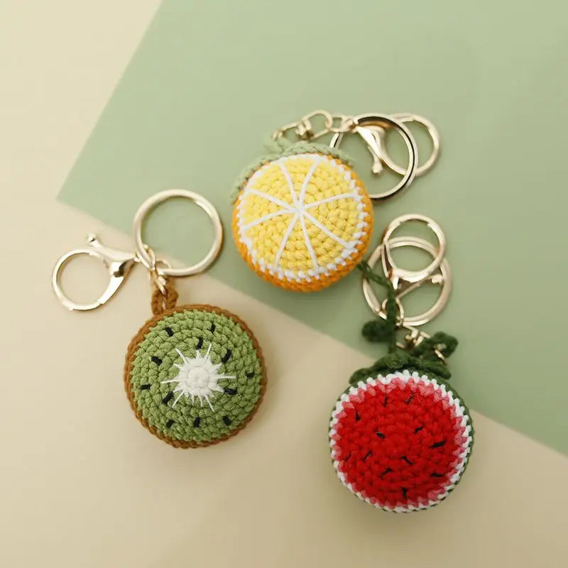 Cute Fruit Crochet Keychain Strawberry Cherry Bag Charm