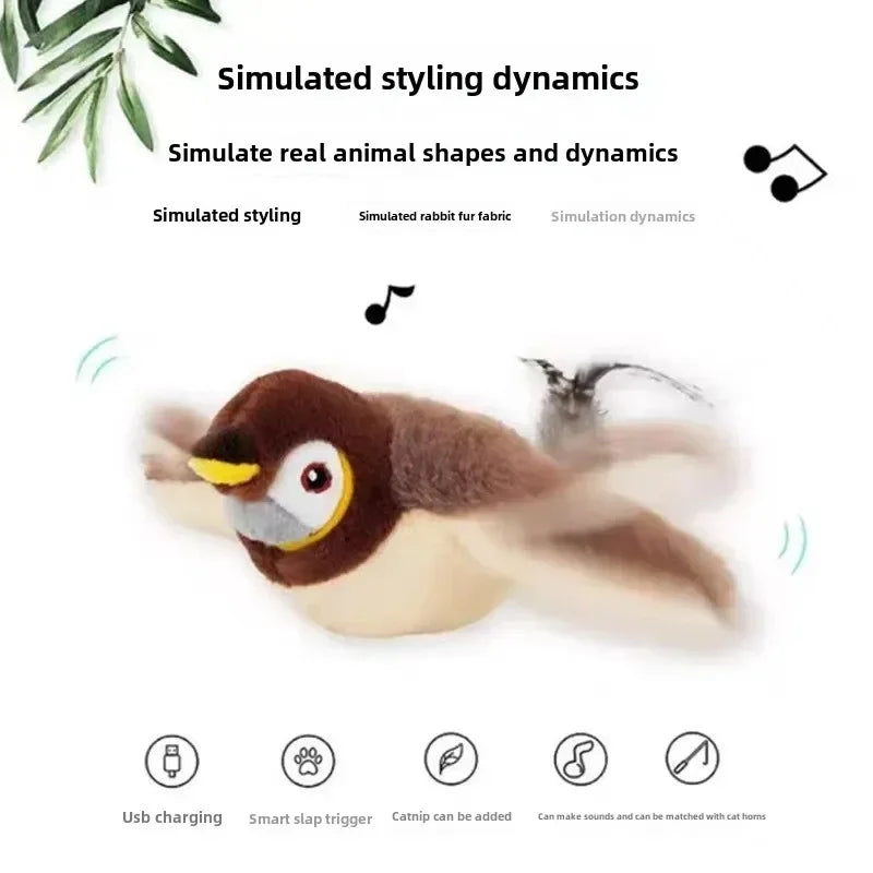 Interactive Electric Bird Cat Toy with Catnip for Indoor Play