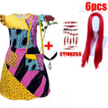 Kids Girls Boys Cosplay Scary Ghost Bride Sally Skeleton Jack Dress Striped Halloween Character Dress Up Costume