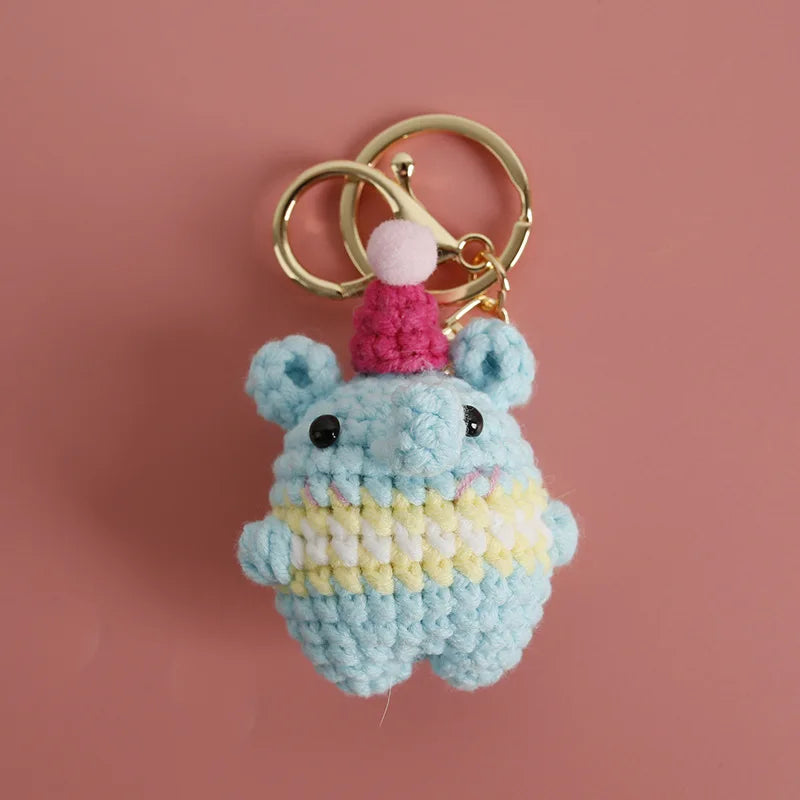 Cute Bear Couple Crochet Keychain Set Mini Animal Doll Charm