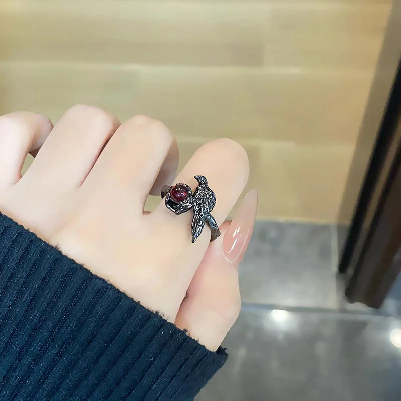 Game Love And Deepspace Sylus Cosplay Rings Crow Unisex Adjustable Opening Ring Accessories Jewelry Gifts Halloween Props