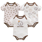 New Baby Boy Clothes Summer 100%Cotton Blue Grey Tie Print Three Piece Short Sleeve Bodysuit Pants vetements bebe For 0-12M