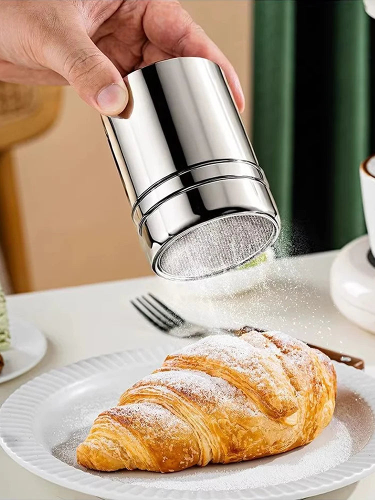 Stainless Steel Powder Shaker with Lid – Fine Mesh Cocoa & Coffee Duster