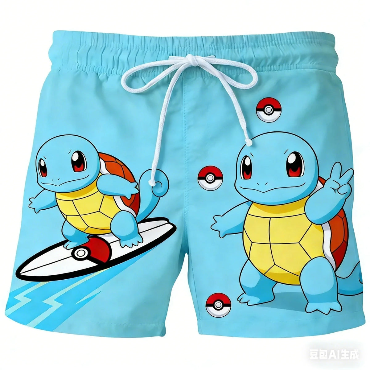Pokemon Anime Beach Shorts for Men – 3D Printed Summer Trunks