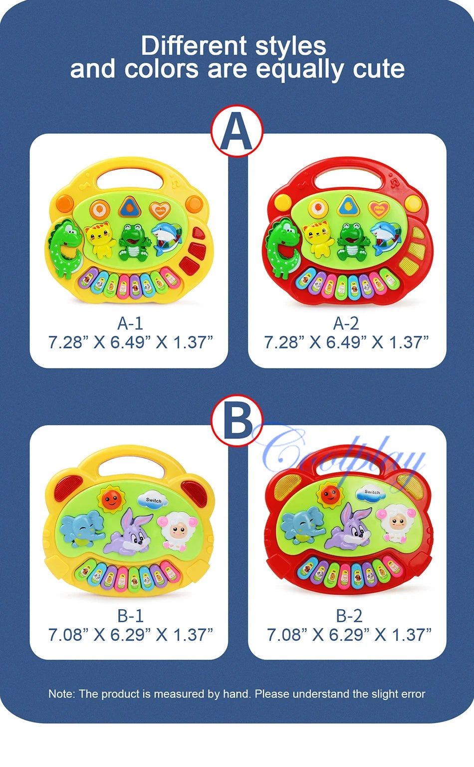 Kids Cartoon Piano Keyboard with Animal Sounds & Flashing Lights
