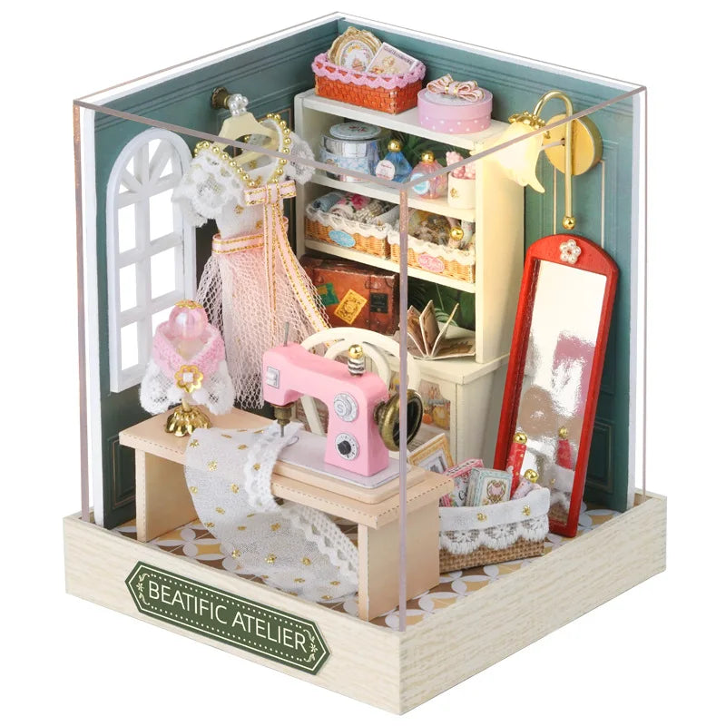 Wooden Miniature Doll House DIY 3D Puzzle Building Kit
