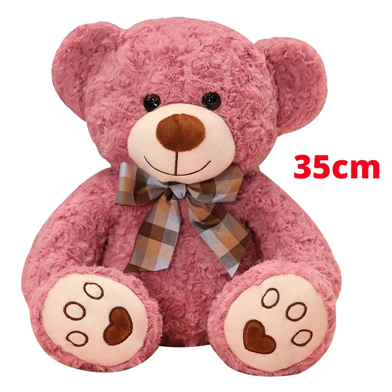 25/35CM Kawaii Teddy Bear Plush Pillow Toys Lovely Bow-Knot Bears Toys Stuffed Soft Animal Dolls Xmas Valentine Gift
