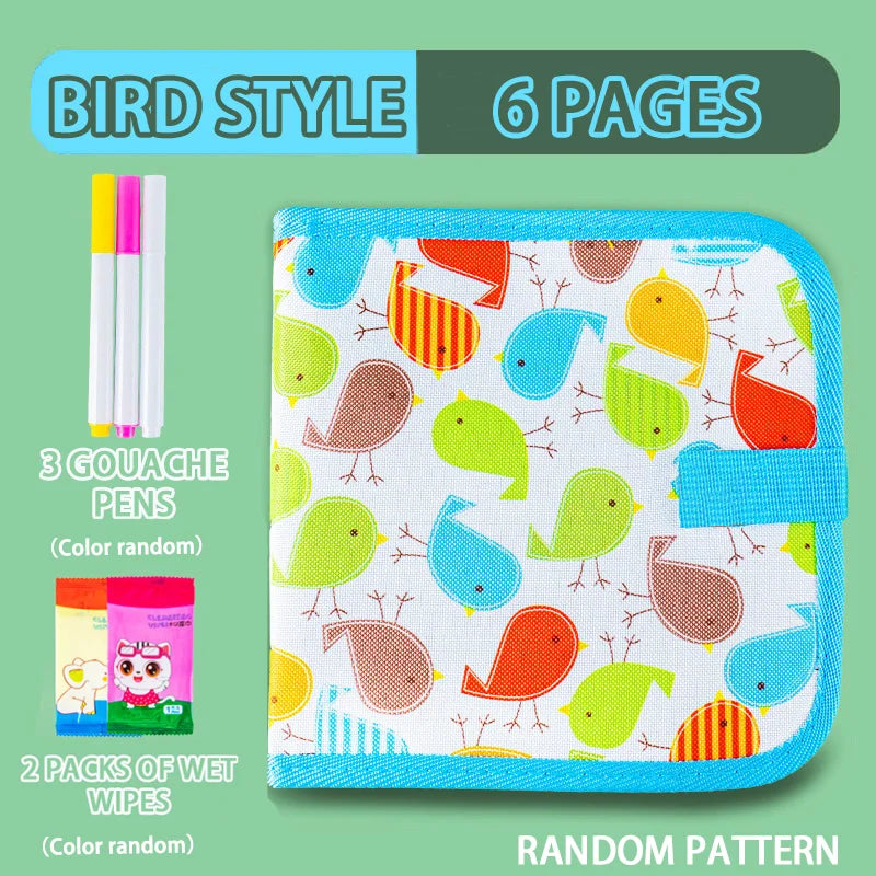 Erasable Reusable Doodle Book Drawing Pad with 12 Watercolor Pens