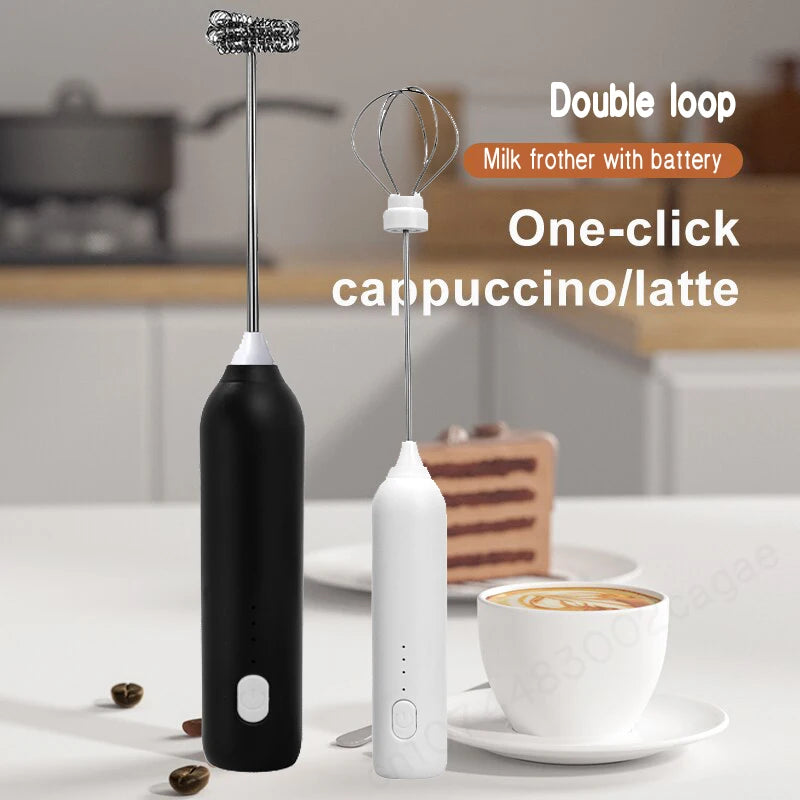 Wireless Electric Milk Frother Type-C Rechargeable Handheld Coffee Whisk Mixer