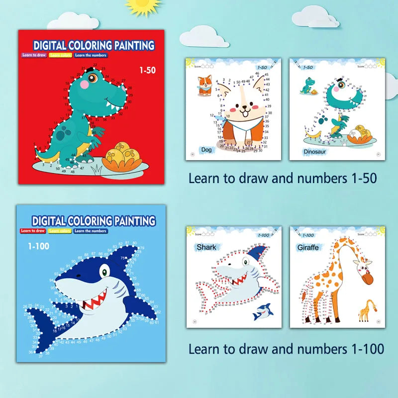 Kids Line Drawing & Number Learning Doodle Activity Book
