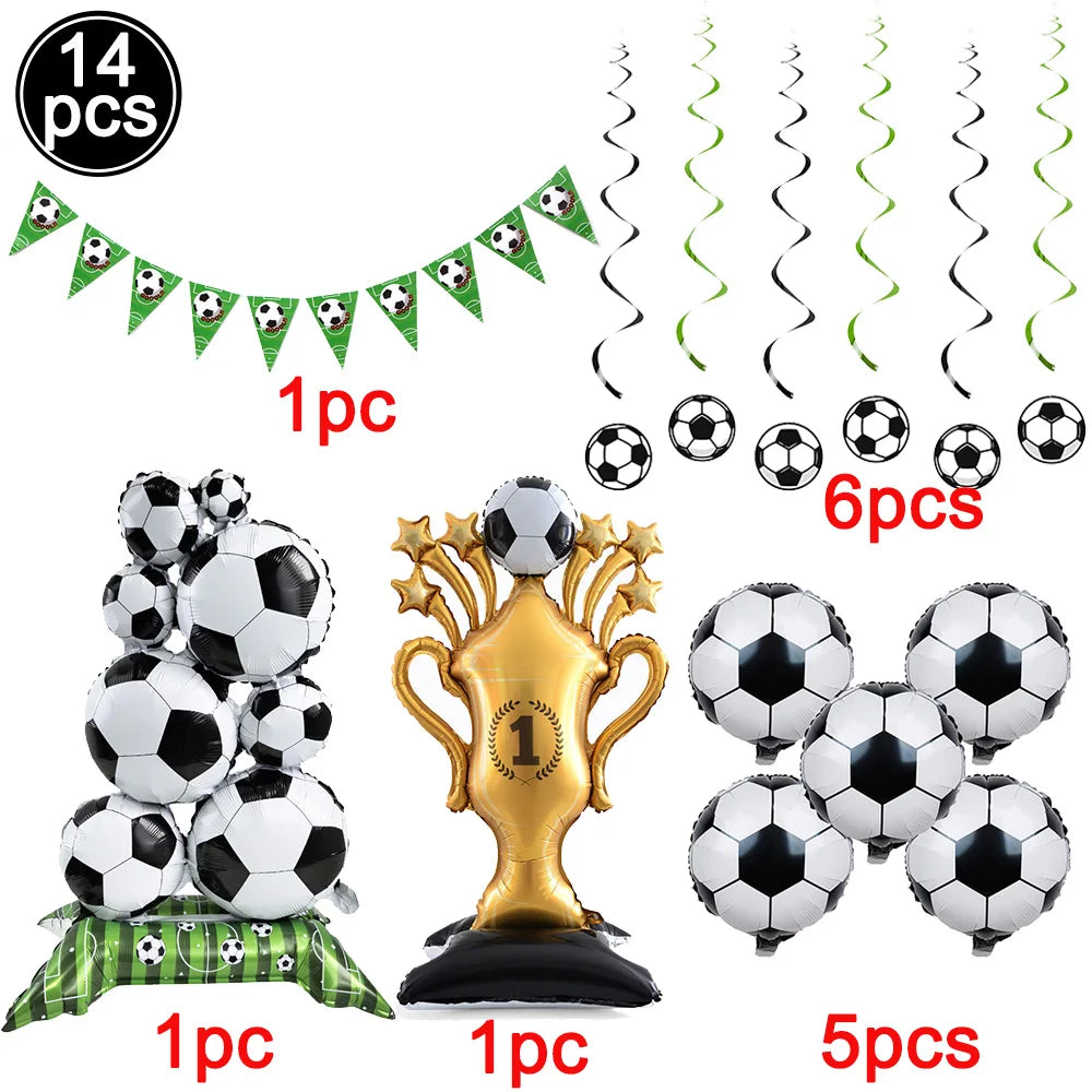 Soccer Theme Disposable Tableware Set Paper Plates Cups Napkins Tablecloth Boys Sports Football Birthday Party Decor Supplies