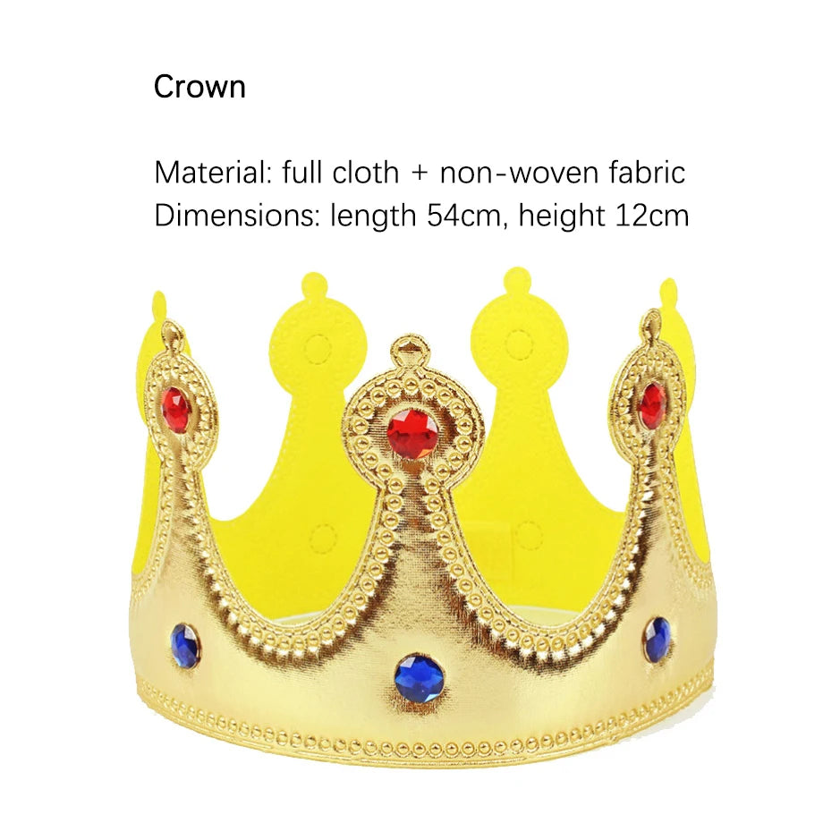 King Prince Cape Cosplay Costume with Crown – Royal Cloak Set