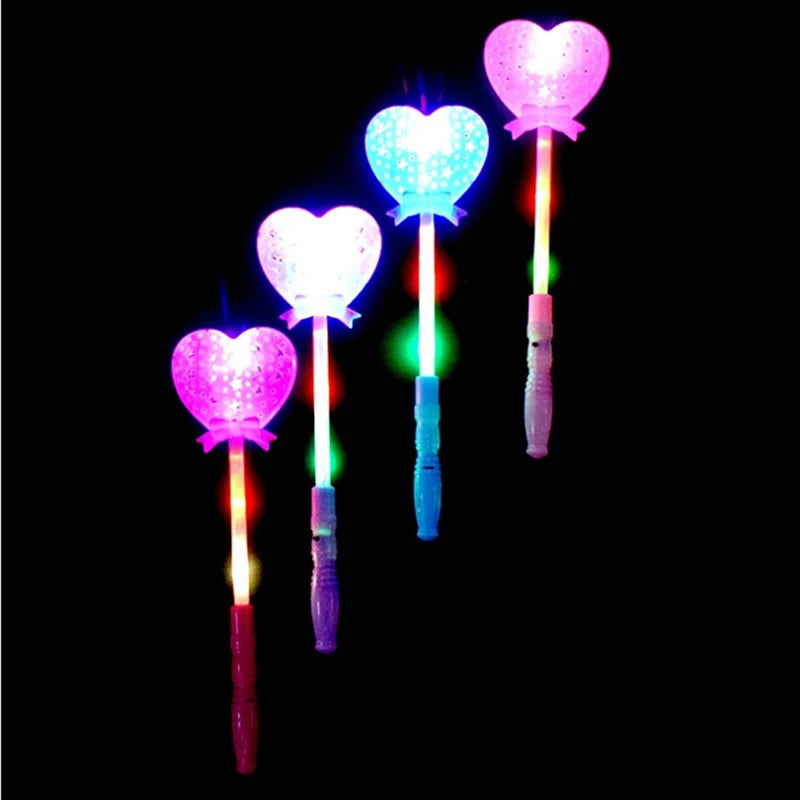 Luminous Flashing Led Scepter Toy Novelty Heart Multi Color Stick Lighting Princess Wand Party Light Up