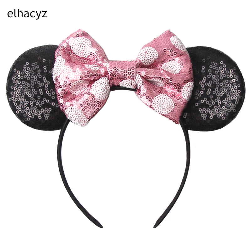 Embroidered Sequin Ears Bow Headband for Women & Girls