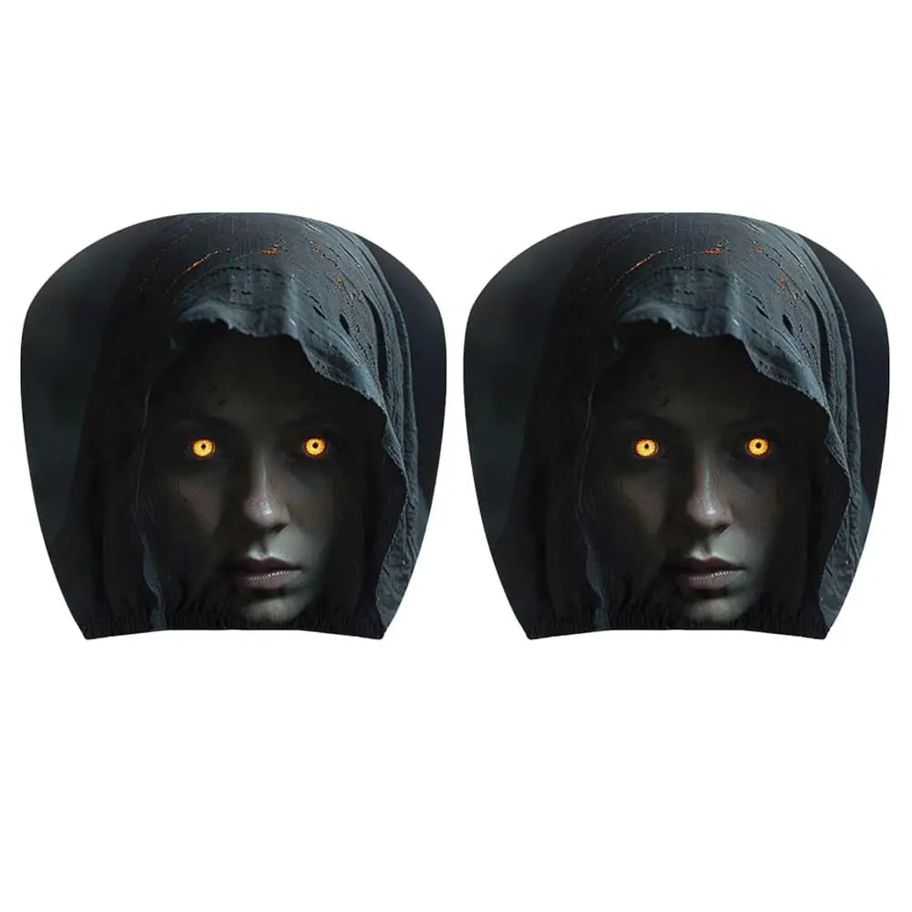 2/4pcs Halloween Scary Reaper Lady Print Car Headrest Covers Horror Style Vehicle Seat Head Cover Halloween Party Car Decoration