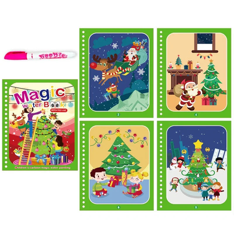 Magic Water Drawing Book with Reusable Coloring Pen for Kids Fun
