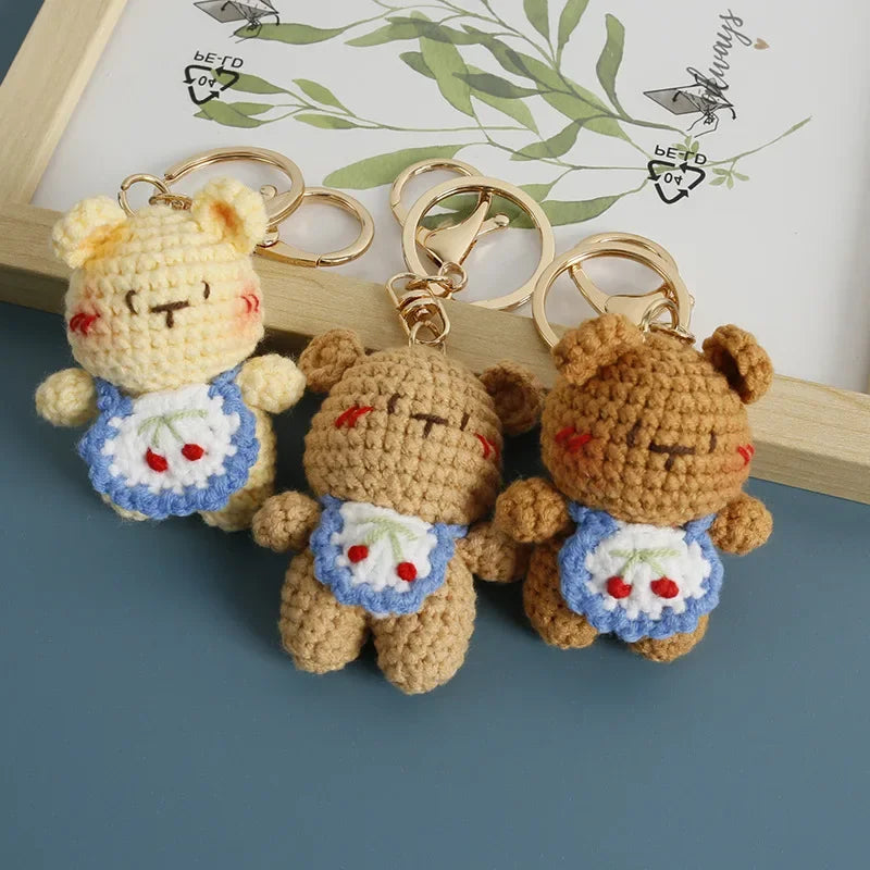 Cute Couple Bear Crochet Keychain Animal Bag Charm