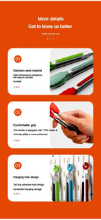 Anti-Slip Stainless Steel Cooking and Serving Tongs for Kitchen