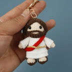 Cute Jesus Crochet Keychain Handmade Faith Bag Charm
