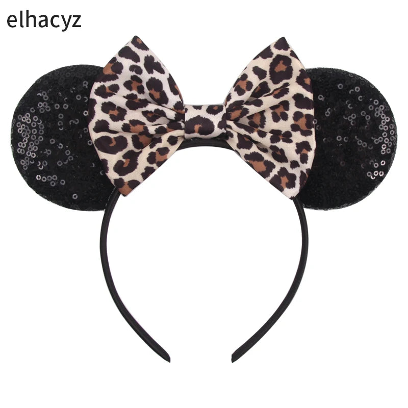 Embroidered Sequin Ears Bow Headband for Women & Girls