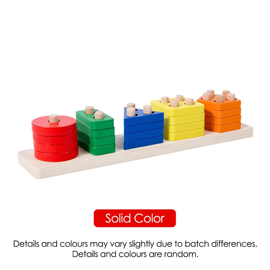 Montessori Wooden Shape Sorting and Stacking Educational Toy for Toddlers
