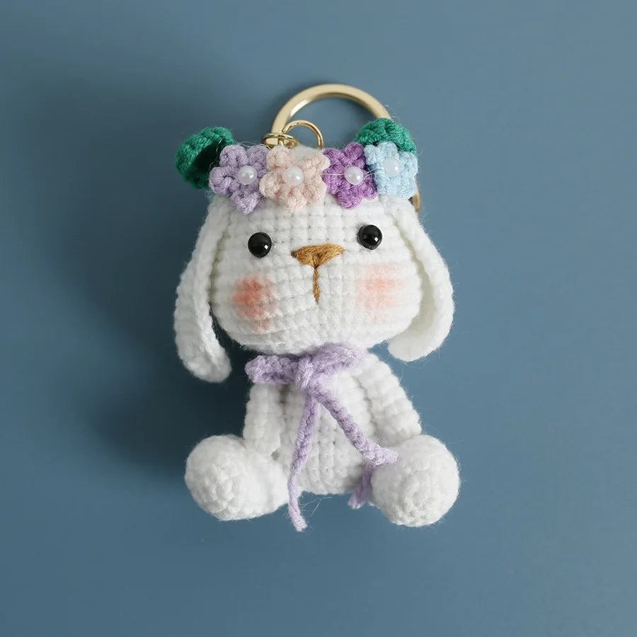 Cute Rabbit Crochet Keychain Handmade Bunny Bag Charm