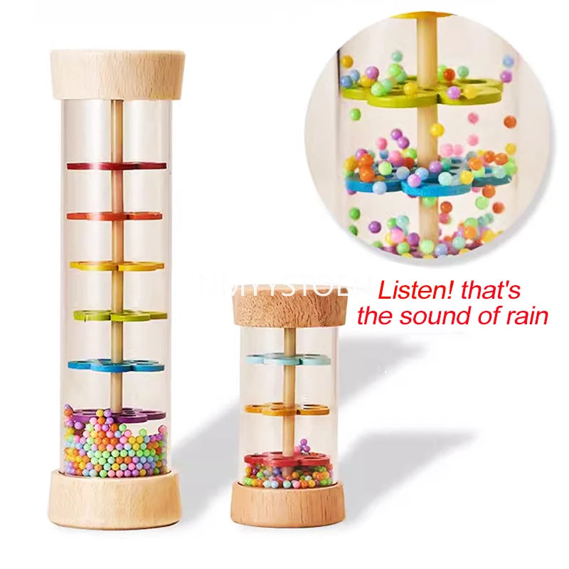 Montessori Wooden Rain Stick Baby Sensory Music Toy