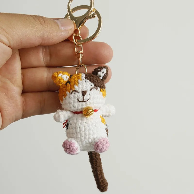 Cute Crochet Kitten Keychain Smiling Cat Bag Charm