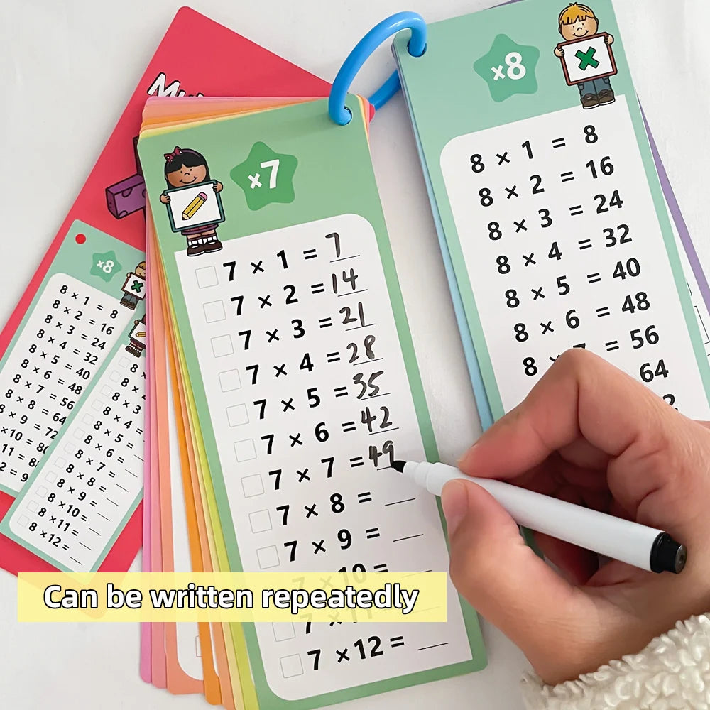 Montessori 0–12 Multiplication Times Table Self-Check Learning Cards