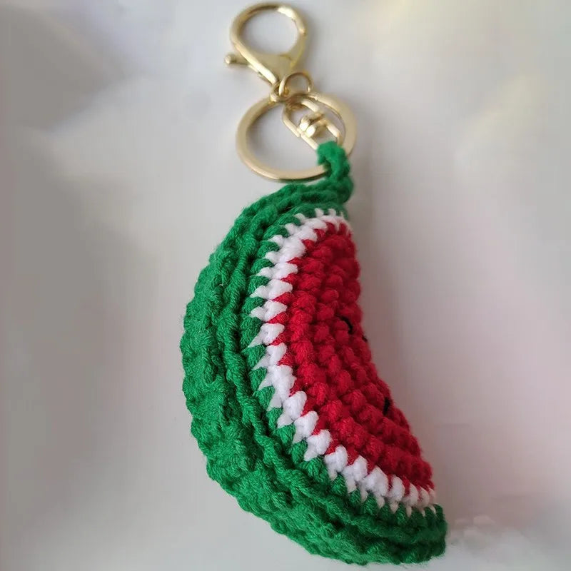 Cute Fruit Crochet Keychain Strawberry Cherry Bag Charm