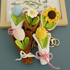 Crochet Flower Bouquet Keychain Handmade Floral Bag Charm