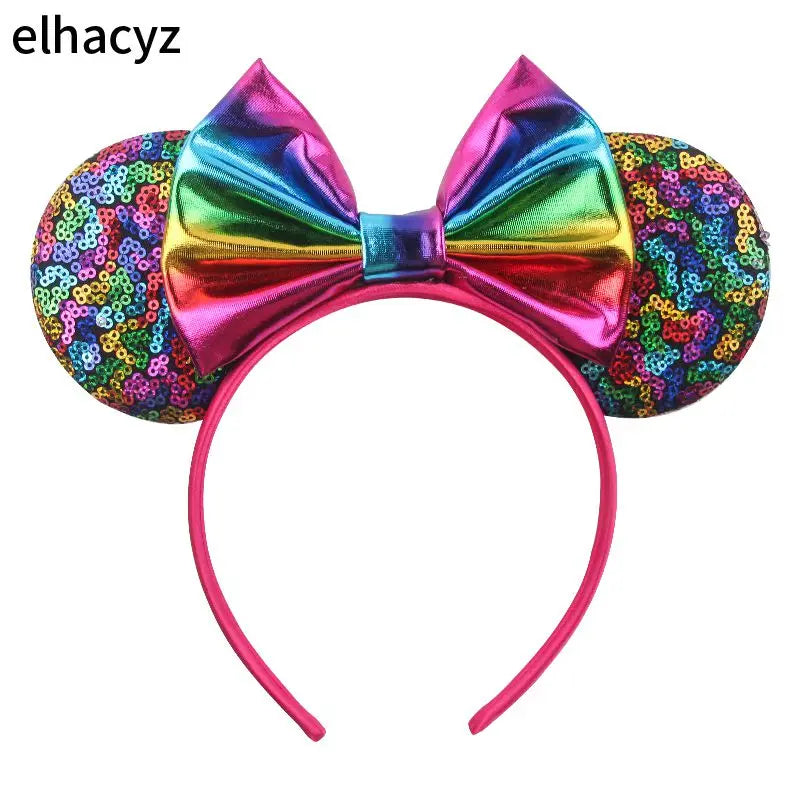 Embroidered Sequin Ears Bow Headband for Women & Girls