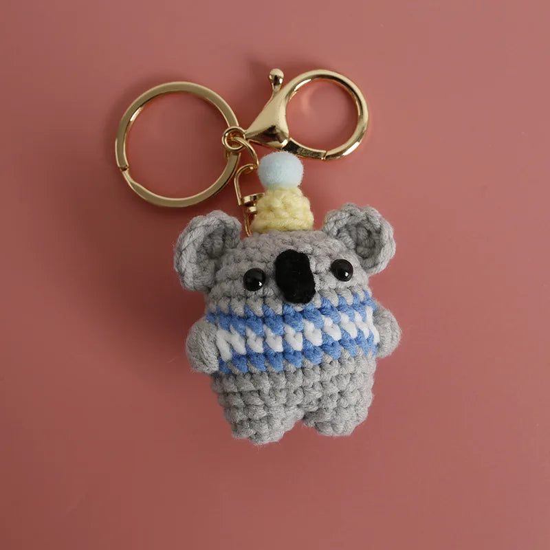 Cute Bear Couple Crochet Keychain Set Mini Animal Doll Charm