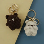 Cute Bear Couple Crochet Keychain Matching Animal Charm