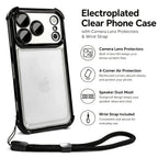 Luxury Transparent Shockproof Phone Case For iPhone 18 17 13 12 Pro Max 16 15 14 Plus Air with Wrist Strap Lens Protector Cover