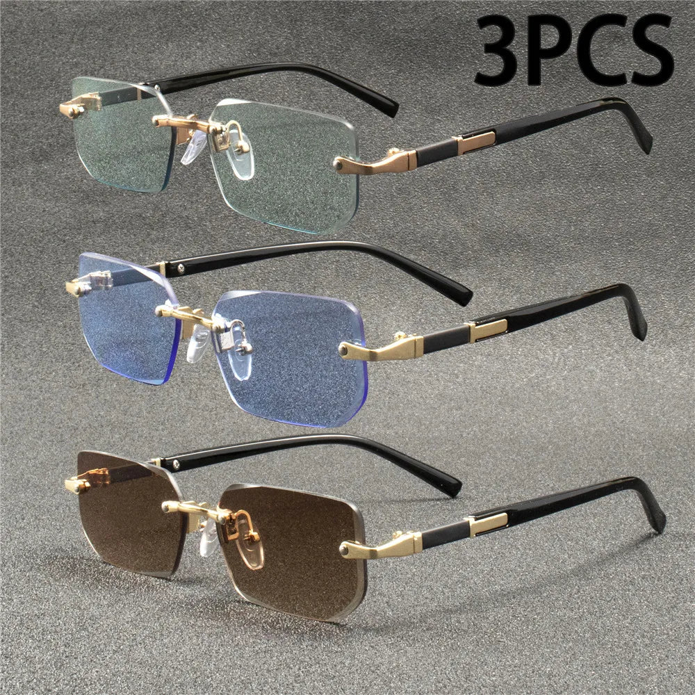 Rimless Rectangle UV400 Fashion Sunglasses for Women & Men