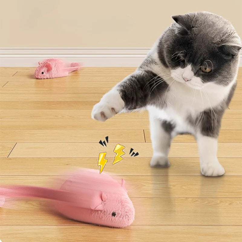Interactive Luminous Plush Mouse Cat Toy for Indoor Hunting Play