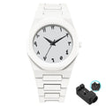 Men's Fashion Simple Black Large Dial Quartz Watch Casual Polycarbonate Butterfly Buckle Strap Male Waterproof Clock Wristwatch